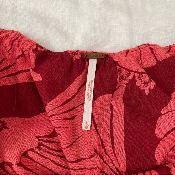 Free People LARGE Ruffled shorts tropical flower orange red flowy summer - Picture 2 of 6